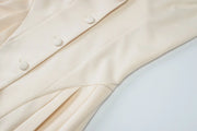 Women's Clothing 2025 Summer New Style Temperament Sexy Dress Hanging Neck Sexy Deep V Suit Collar Cardigan Ruffle Edge Dress