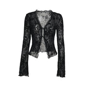Women s Chiffon Blouse with Flared Sleeves V Neck Elegant Office Wear Autumn 2025 New Fashion Ruffle Trim Chic Style woman cloth