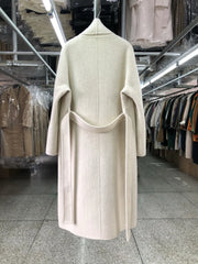 New Women Bathrobe Style Double Sided Wool Coat Loose Big Turn-Down Collar Long Sleeve Fashion Warm Wool Jacket Autumn Winter