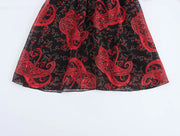 New Women's Clothing European and American Style Fashionable and Versatile Temperament Cashew Chiffon Lining Lace-up Dress