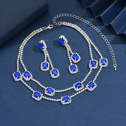 3 pieces of ladies' jewelry set, crystal and diamond necklace and earring set, bridal wedding party jewelry, daily wear jewelry