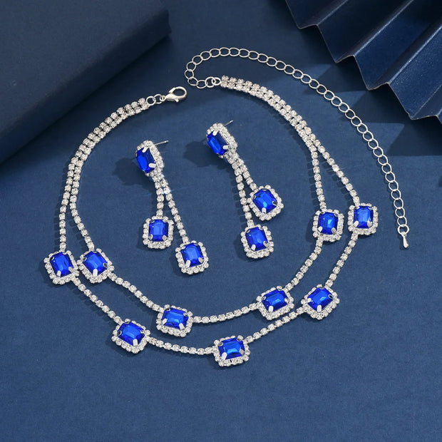 3 pieces of ladies' jewelry set, crystal and diamond necklace and earring set, bridal wedding party jewelry, daily wear jewelry