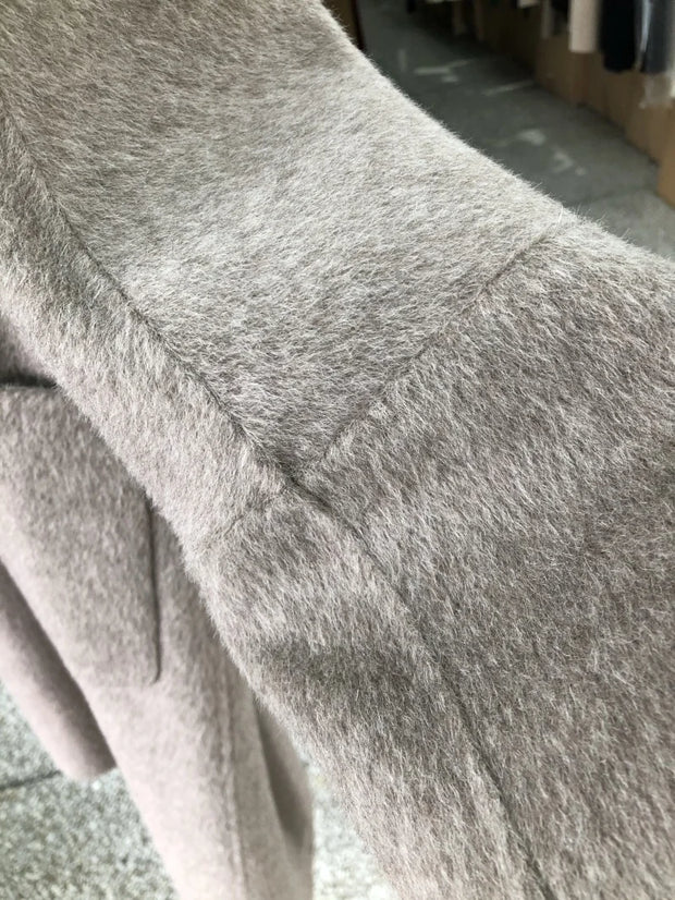 New Women Bathrobe Style Double Sided Wool Coat Loose Big Turn-Down Collar Long Sleeve Fashion Warm Wool Jacket Autumn Winter