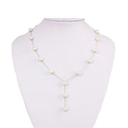 4pcs Gold-color Necklace Earring Bracelet Set Ladies Elegant Imitation-Pearls Collection Temperament Tassel Jewelry