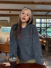 Women's Clothing American-style Vintage Loose Knit Cardigan Autumn Winter Casual All-match Button Long Sleeve Sweater Lady Tops