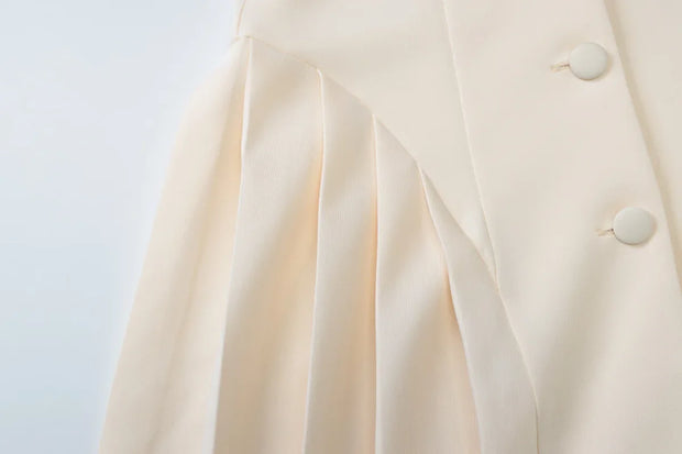 Women's Clothing 2025 Summer New Style Temperament Sexy Dress Hanging Neck Sexy Deep V Suit Collar Cardigan Ruffle Edge Dress