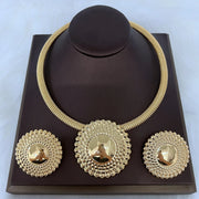 Dubai Jewelry Set for Women Round Beads Pendant Necklace and Earrings Gold Plated Jewelry for Weddings Bride Accessory Gift