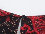 New Women's Clothing European and American Style Fashionable and Versatile Temperament Cashew Chiffon Lining Lace-up Dress
