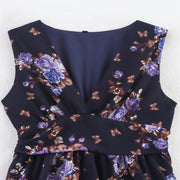 New women's clothing European and American style fashionable simple chiffon multi-layer printed sleeveless dress