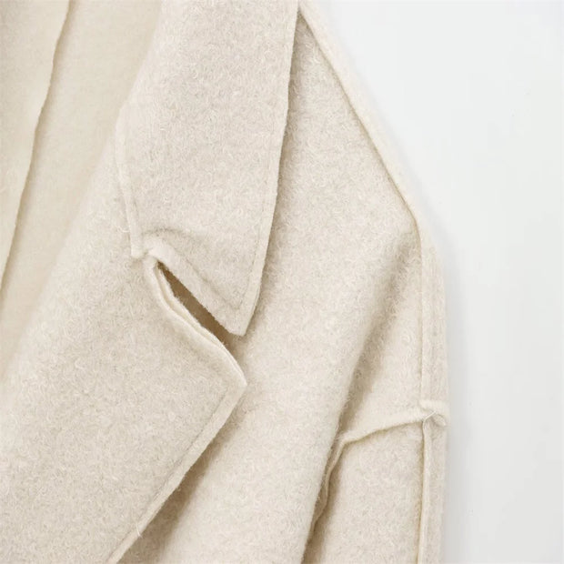 New women's clothing European and American style fashionable simple, loose and versatile looped woolen coat