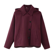 2025 new women's clothing European and American style fashionable design sense lapel bat style short windbreaker