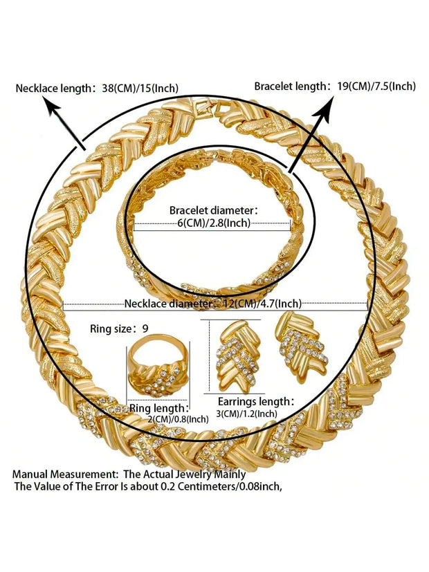 Dubai Jewelry Set For Woman 18K Gold Plated Luxury Necklace Earrings Bracelet and Ring Set Jewelry Wedding Party Trending