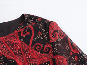 New Women's Clothing European and American Style Fashionable and Versatile Temperament Cashew Chiffon Lining Lace-up Dress