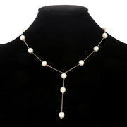 4pcs Gold-color Necklace Earring Bracelet Set Ladies Elegant Imitation-Pearls Collection Temperament Tassel Jewelry