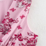 New women's clothing European and American style fashionable simple chiffon multi-layer printed sleeveless dress
