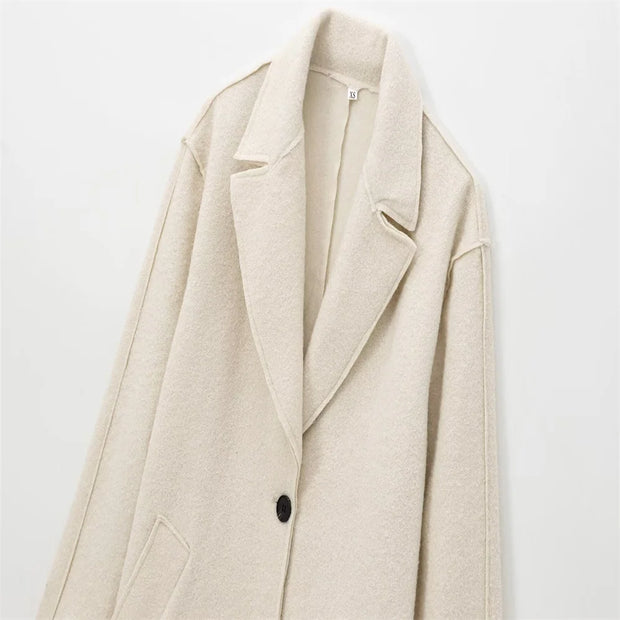New women's clothing European and American style fashionable simple, loose and versatile looped woolen coat