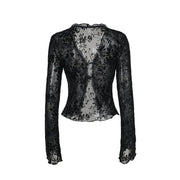 Women s Chiffon Blouse with Flared Sleeves V Neck Elegant Office Wear Autumn 2025 New Fashion Ruffle Trim Chic Style woman cloth