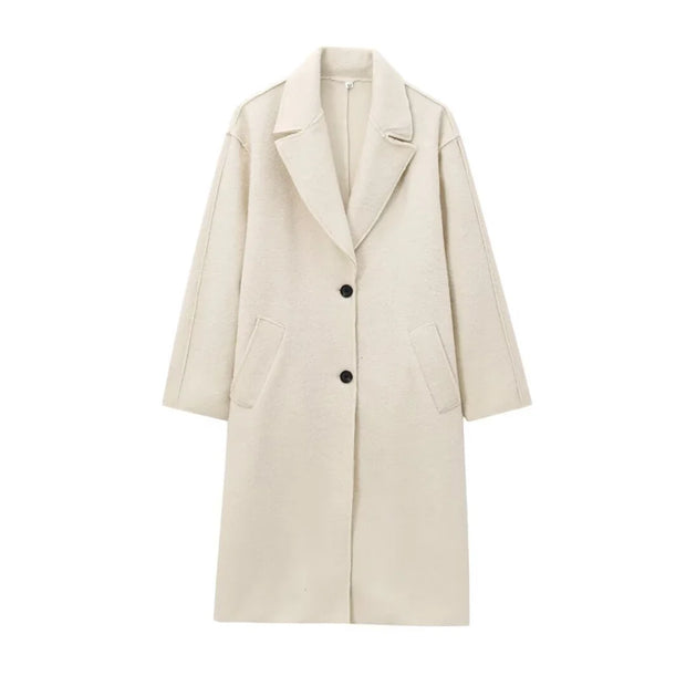 New women's clothing European and American style fashionable simple, loose and versatile looped woolen coat