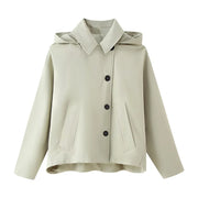 2025 new women's clothing European and American style fashionable design sense lapel bat style short windbreaker