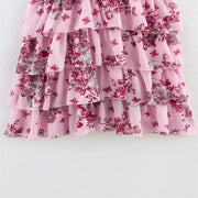New women's clothing European and American style fashionable simple chiffon multi-layer printed sleeveless dress