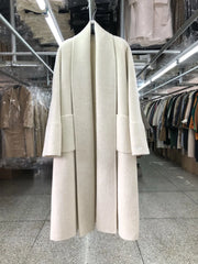 New Women Bathrobe Style Double Sided Wool Coat Loose Big Turn-Down Collar Long Sleeve Fashion Warm Wool Jacket Autumn Winter