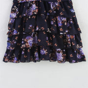 New women's clothing European and American style fashionable simple chiffon multi-layer printed sleeveless dress