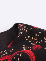 New Women's Clothing European and American Style Fashionable and Versatile Temperament Cashew Chiffon Lining Lace-up Dress