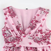 New women's clothing European and American style fashionable simple chiffon multi-layer printed sleeveless dress
