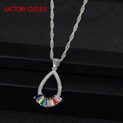 Rainbow Color Crystal Jewelry Set Real 925 Sterling Silver Earrings Necklace Jewelry Sets Wedding Jewelry Women Girls Nice Gift