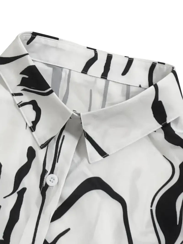 Vintage Print Women Blouse Shirt Fashion Long Sleeve Turn-down Collar Button Shirts Top Casual Ropa De Mujer Ofertas Camisas