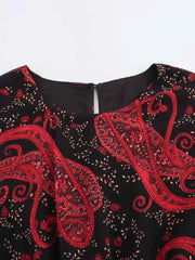 New Women's Clothing European and American Style Fashionable and Versatile Temperament Cashew Chiffon Lining Lace-up Dress