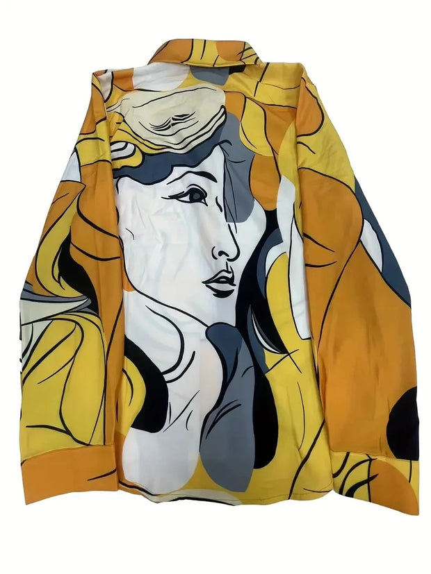 Vintage Print Women Blouse Shirt Fashion Long Sleeve Turn-down Collar Button Shirts Top Casual Ropa De Mujer Ofertas Camisas