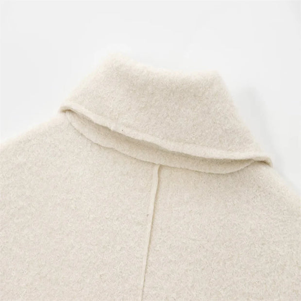 New women's clothing European and American style fashionable simple, loose and versatile looped woolen coat