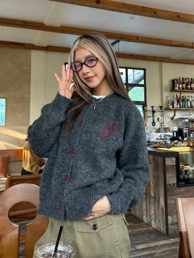 Women's Clothing American-style Vintage Loose Knit Cardigan Autumn Winter Casual All-match Button Long Sleeve Sweater Lady Tops